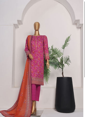 Hz Platinum Digital Printed With Zari Dupatta  Coll25 D-02