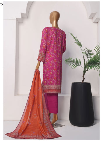 Hz Platinum Digital Printed With Zari Dupatta  Coll25 D-02