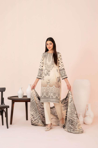 Jahzara by Tawakkal Fabrics | Embroidered Digital Printed Lawn 3 Piece Unstitched Suit D-9