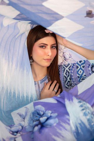 Jahzara by Tawakkal Fabrics | Embroidered Digital Printed Lawn 3 Piece Unstitched Suit D-6