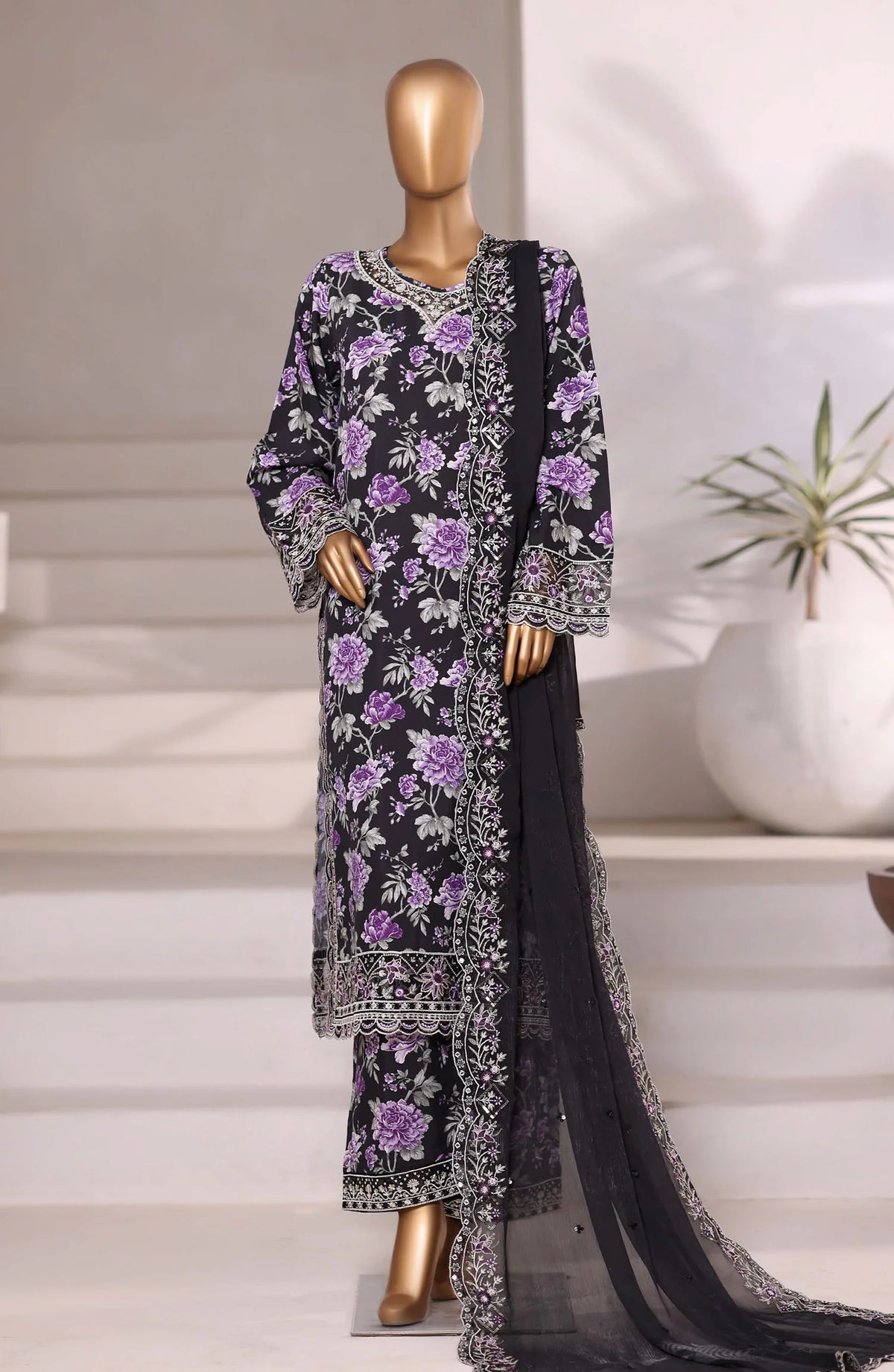 Sadabahar Luxury Emb Viscose Stitched 3 Pcs Co-Ords Style D-4