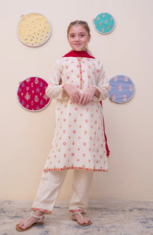 GURYA Printed Cambric 3Pec  Pret Coll'25 By SHANZEY Kids D-4