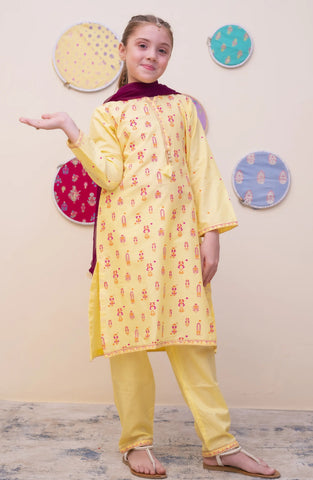 GURYA Printed Cambric 3Pec  Pret Coll'25 By SHANZEY Kids D-3