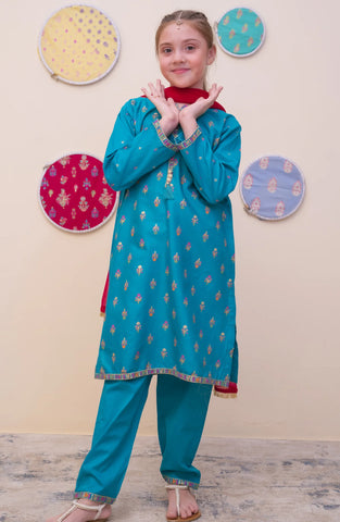 GURYA Printed Cambric 3Pec  Pret Coll'25 By SHANZEY Kids D-5