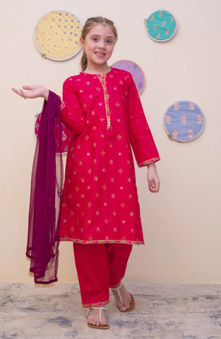 GURYA Printed Cambric 3Pec  Pret Coll'25 By SHANZEY Kids D-1