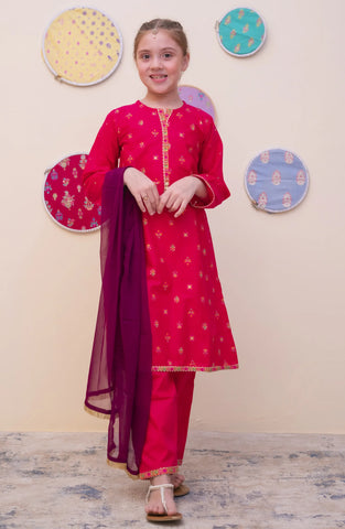 GURYA Printed Cambric 3Pec  Pret Coll'25 By SHANZEY Kids D-1