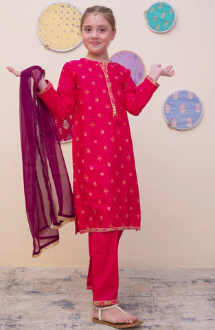 GURYA Printed Cambric 3Pec  Pret Coll'25 By SHANZEY Kids D-1