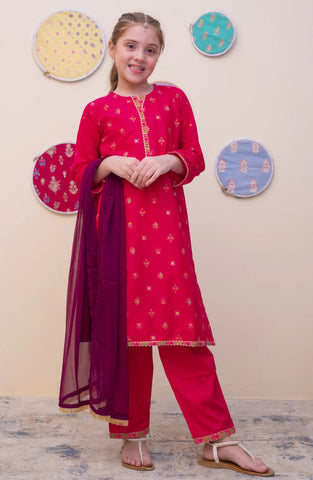 GURYA Printed Cambric 3Pec  Pret Coll'25 By SHANZEY Kids D-1