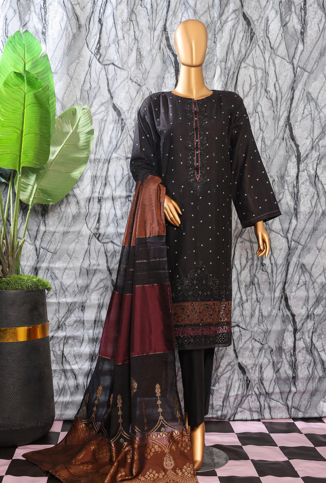 Turkish Jacquard Vol-2 Emb  HZ Textile Unstitched 3 Piece D-03