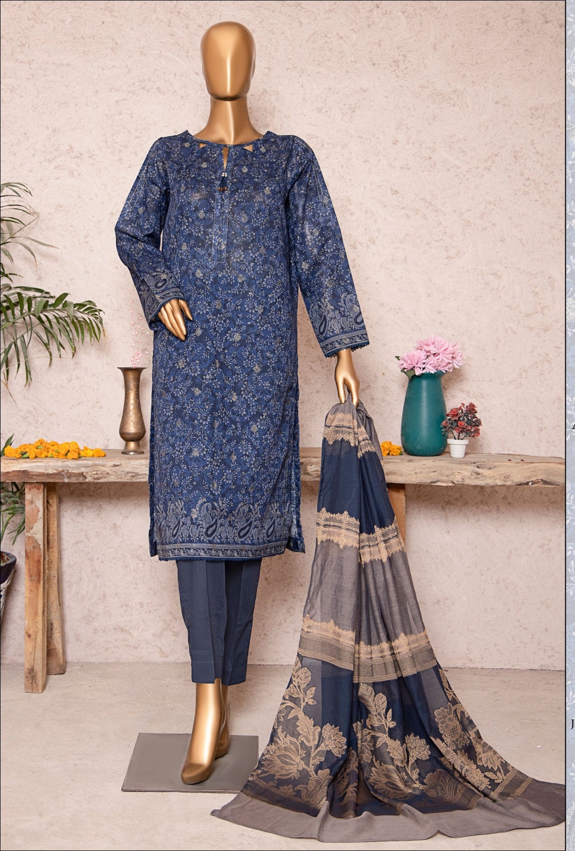 Turkish Jacquard Dyed Yarn Dupatta Coll Vol-2 By Hz Tex25 D-02
