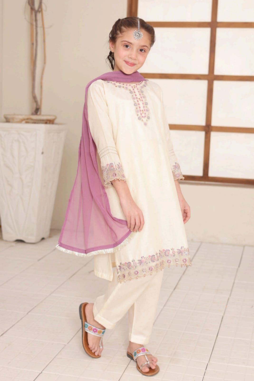 Nat Khat Guriya by Shanzey | Embroidered Cotton 3 Piece Suit D-3