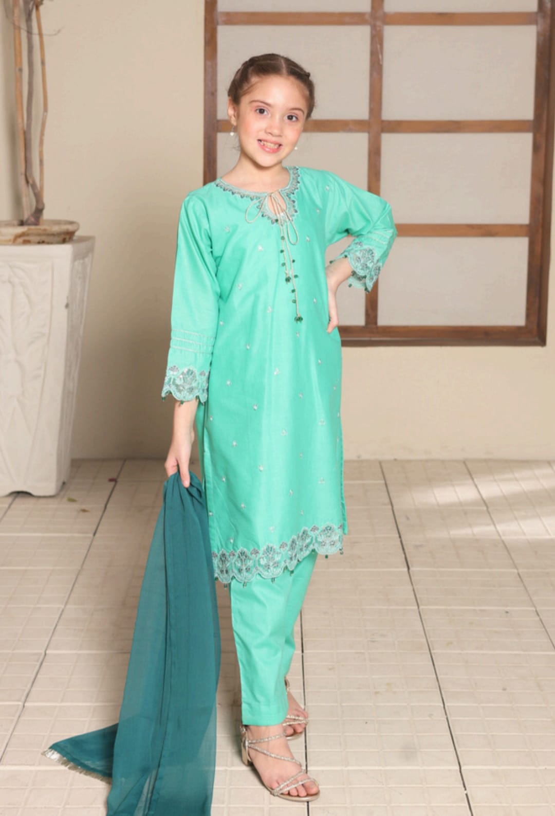 Nat Khat Guriya by Shanzey | Embroidered Cotton 3 Piece Suit D-6