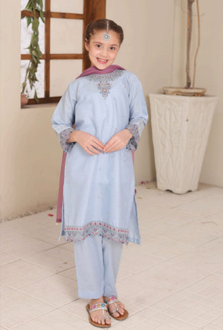 Nat Khat Guriya by Shanzey | Embroidered Cotton 3 Piece Suit D-7