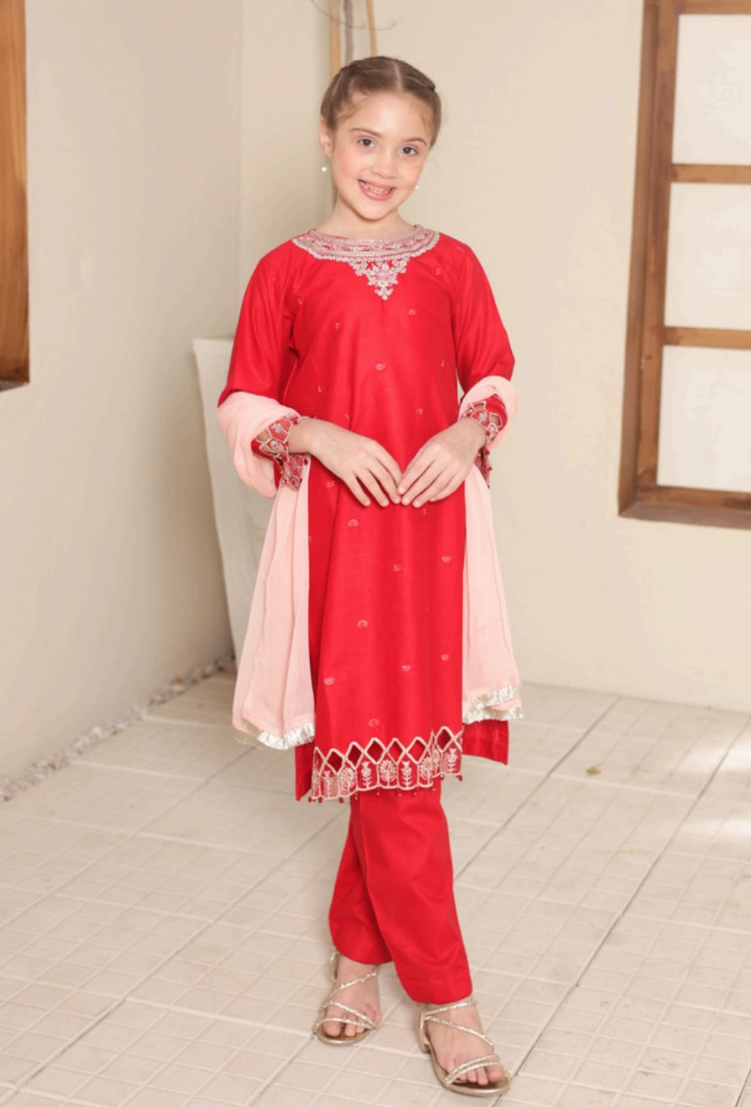 Nat Khat Guriya by Shanzey | Embroidered Cotton 3 Piece Suit D-9