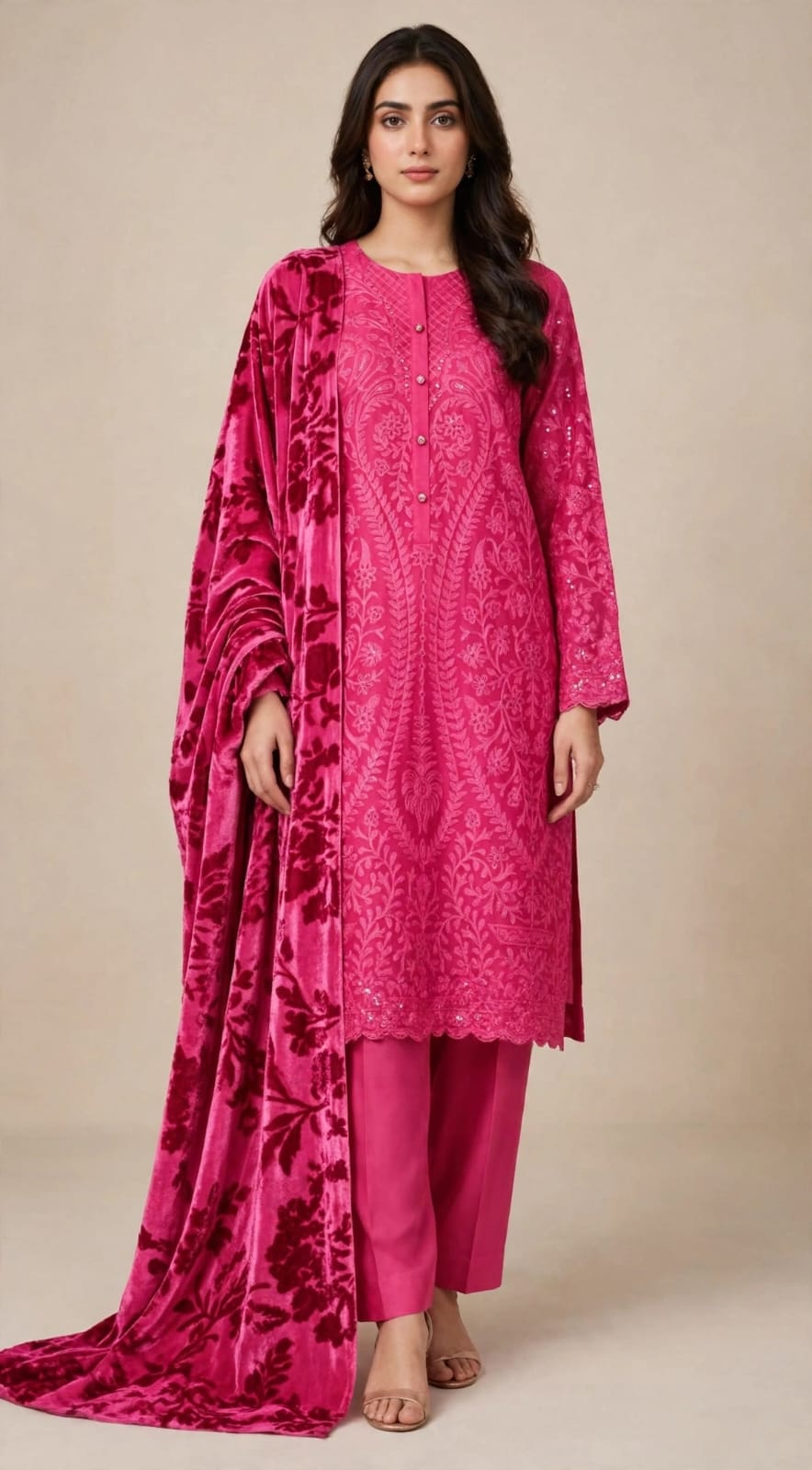 Karimi store Unstitched 3 Piece Suit  D-1