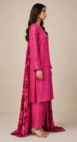 Karimi store Unstitched 3 Piece Suit  D-1