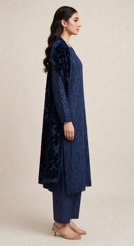 Karimi store Unstitched 3 Piece Suit  D-2