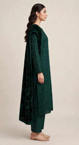 Karimi store Unstitched 3 Piece Suit  D-4