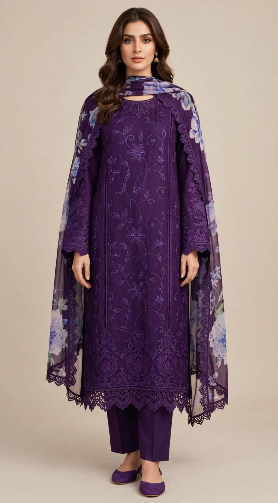 Karimi store Unstitched 3 Piece Suit  D-6