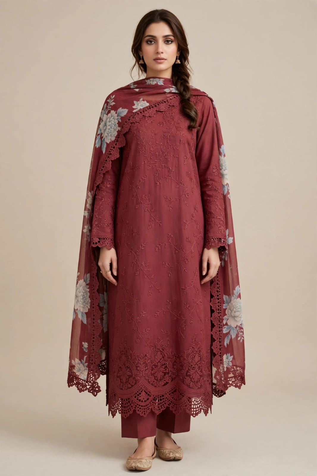 Karimi store Unstitched 3 Piece Suit  D-10