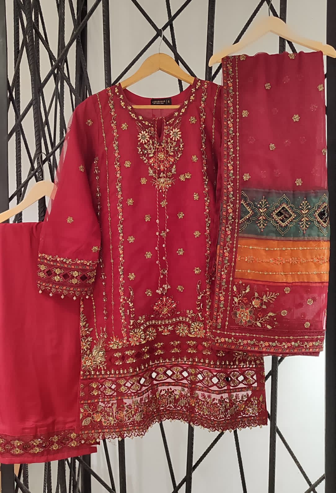 Mahpara by Sadabahar | Organza Embroidered 3 Piece Stitched Suit D-1
