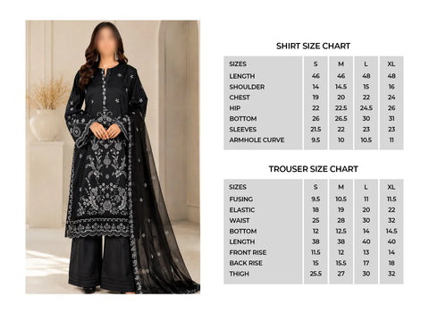 Kajal Monochrome by Amna Khadija | Embroidered Lawn 3 Piece Stitched Suit D-2