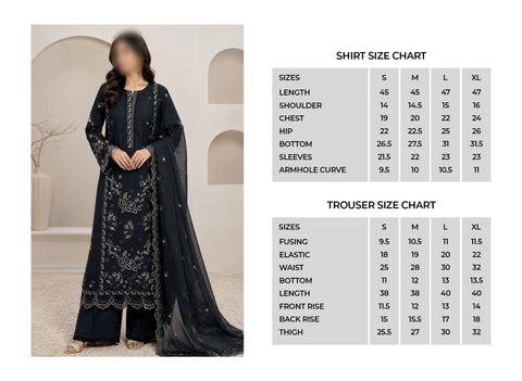 Kajal Monochrome by Amna Khadija | Embroidered Lawn 3 Piece Stitched Suit D-1