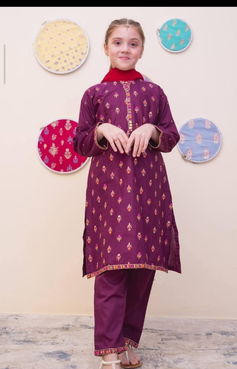 GURYA Printed Cambric 3Pec  Pret Coll'25 By SHANZEY Kids D-6