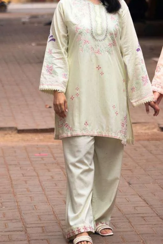 ANDAAZ 2 Piece Stitched Embroidered Textured Naps Cotton Suit D-2