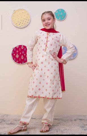 GURYA Printed Cambric 3Pec  Pret Coll'25 By SHANZEY Kids D-4