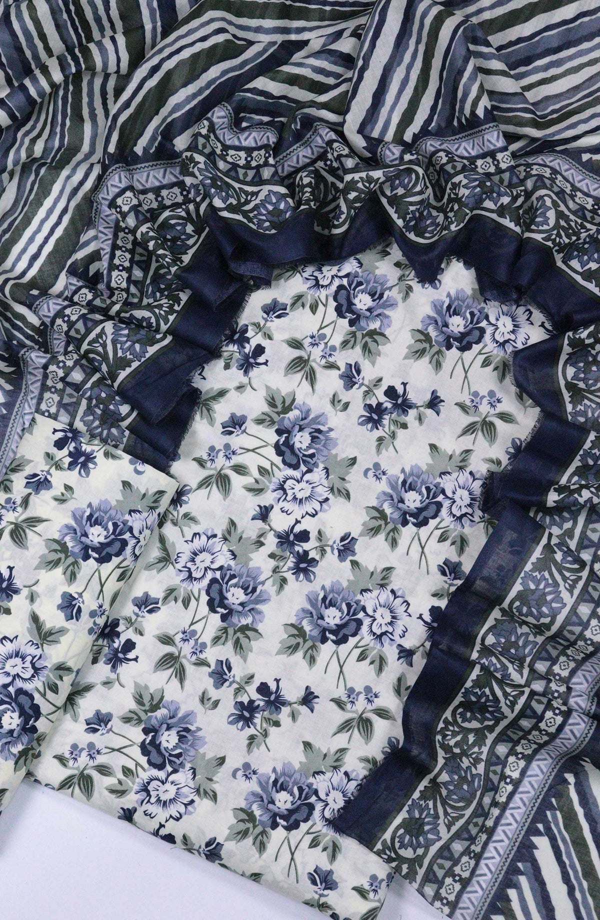 Bin Saeed Unstitched Printed Lawn Coll2025  D-41 White - Summer