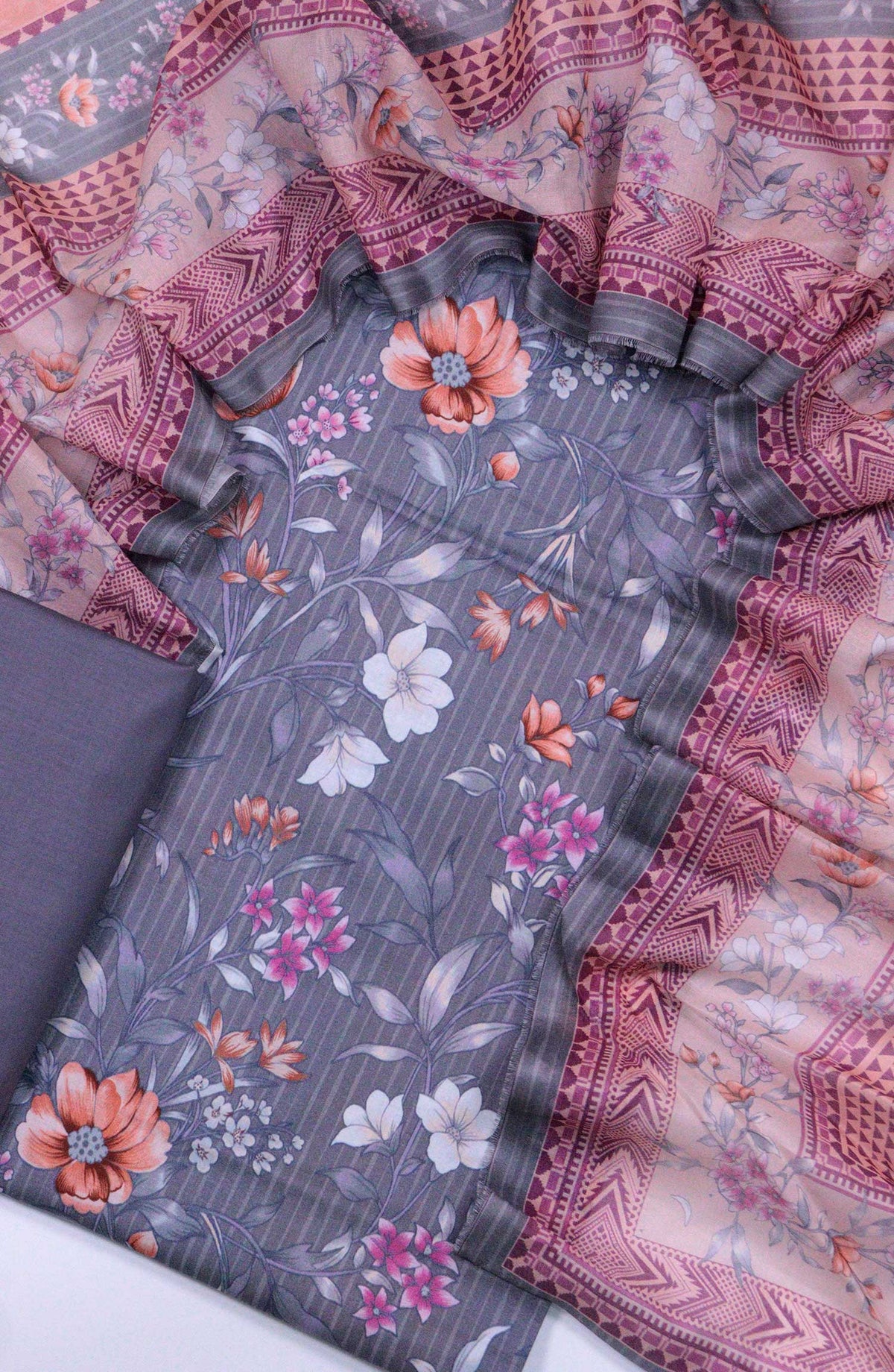 Bin Saeed Unstitched Printed Lawn Coll2025  D-37 Purple - Summer
