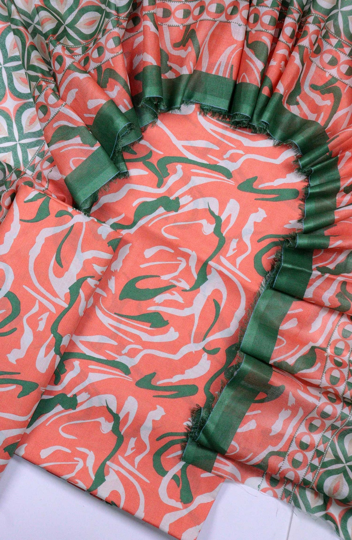 Bin Saeed Unstitched Printed Lawn Coll2025  D-18 Peach Pink - Summer