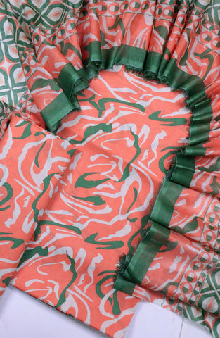 Bin Saeed Unstitched Printed Lawn Coll2025  D-18 Peach Pink - Summer