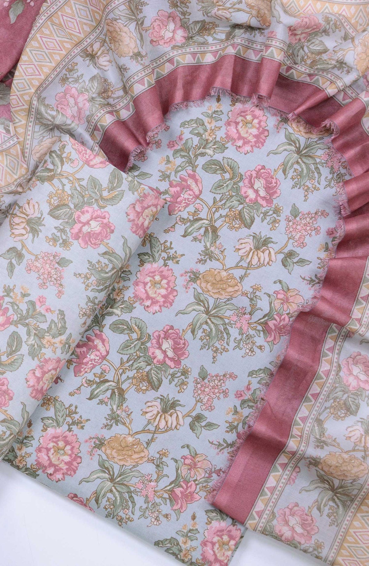 Bin Saeed Unstitched Printed Lawn Coll2025  D-12 Teal - Summer