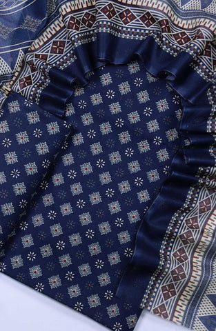 Bin Saeed Unstitched Printed Lawn Coll2025  D-09 Dark Blue - Summer