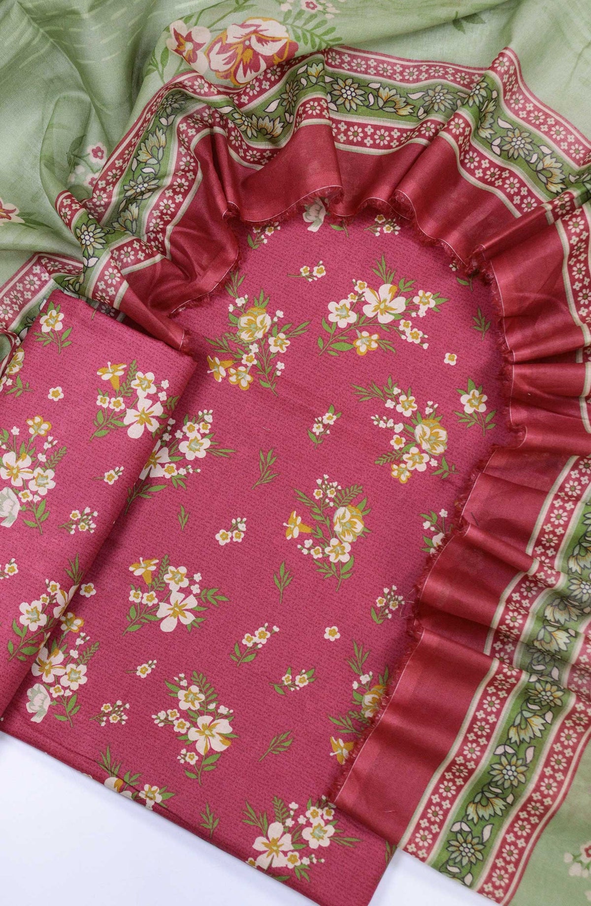 Bin Saeed Unstitched Printed Lawn Coll2025  D-07 Red - Summer