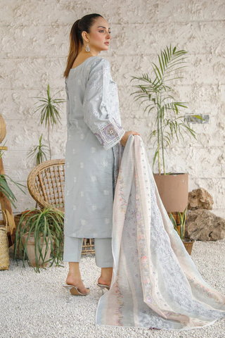 Marjjan by Al Zohaib Arts – Chashni Lawn Unstitched 3 Piece Suit (MNC-204 | Grey)