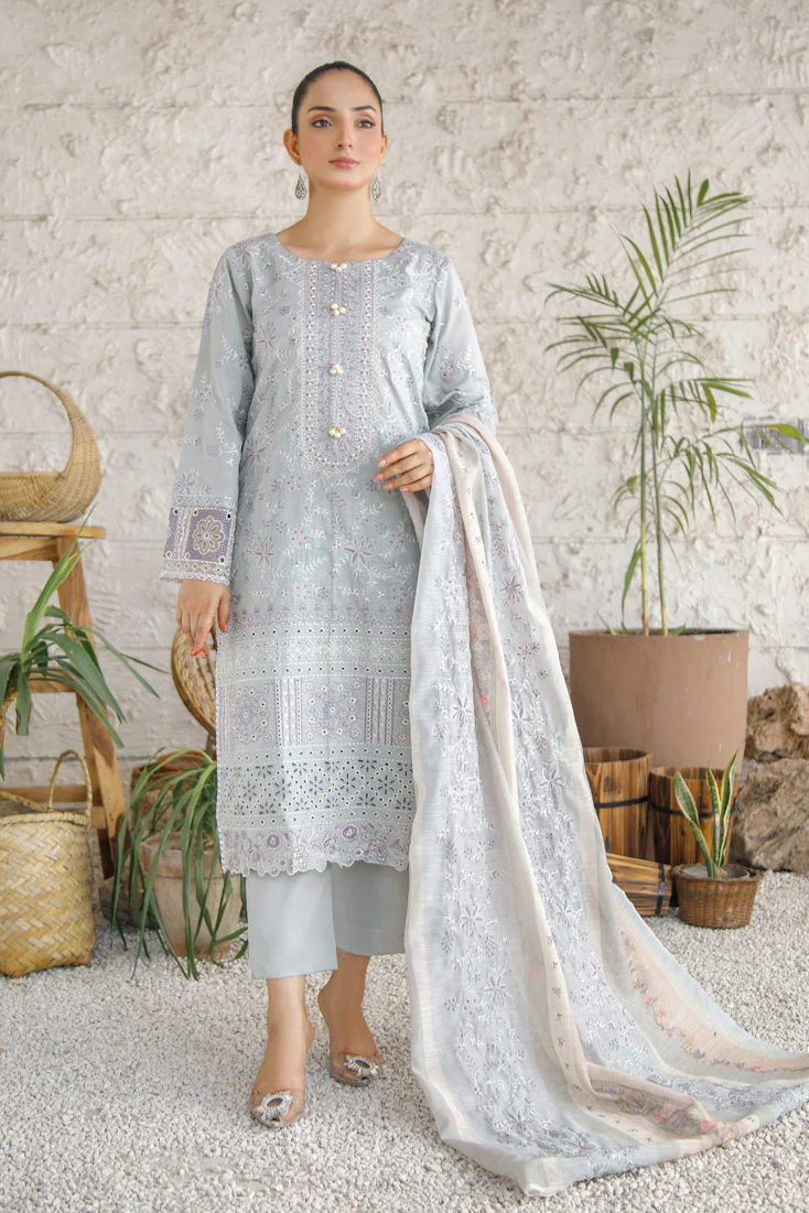 Marjjan by Al Zohaib Arts – Chashni Lawn Unstitched 3 Piece Suit (MNC-204 | Grey)
