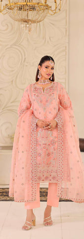 MUSHKIK | 4 Piece Semi-Stitched Embroidered Organza Collection D-2
