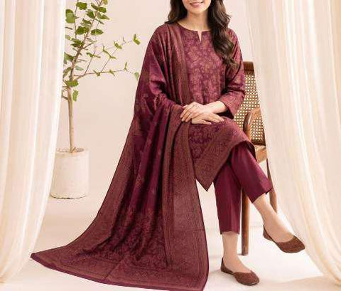 VS Textiles Pashmina Dhanak Printed Unstitched 3 Piece Suit D-15
