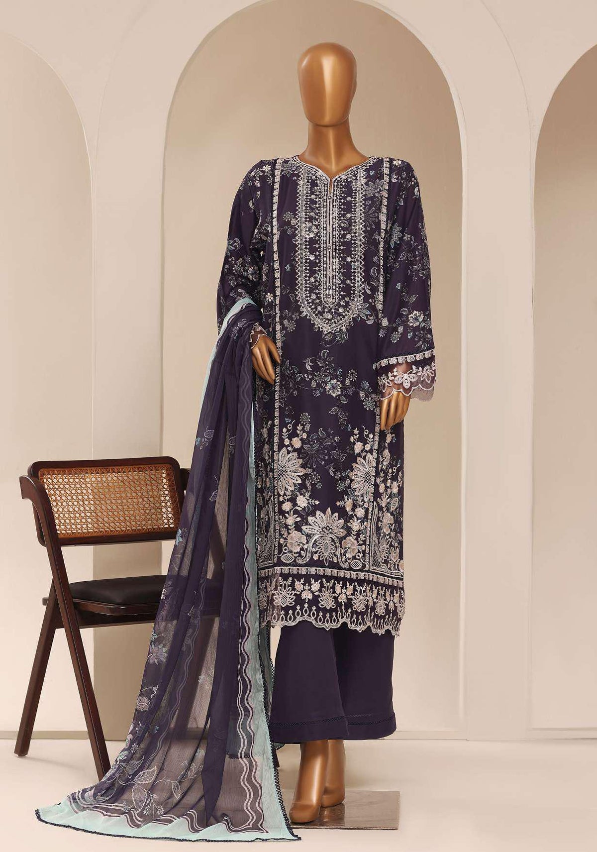 Sadabahar Signature Embroidered Stitched 3 Piece Suit D-6