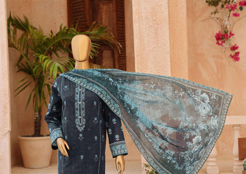 ASASA by HZ Textiles | Digital Printed Embroidered 3 Piece Unstitched Lawn Suit D-2