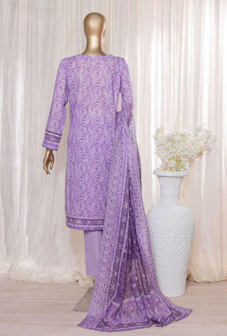 HZ Rimjhim Lawn Emb Cutwork Dupatta Coll"24 REC-127