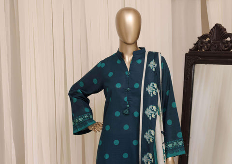 Sadabahar Printed Khaddar Stitched 3 Piece Suit D-7