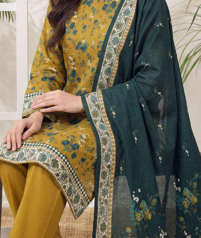 VS Jhalak Printed Slub Linen Unstitched 3 Piece Suit D-3
