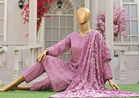 HZ Velvet Royal Needlework Luxe 3-Piece Unstitched Suit D-2