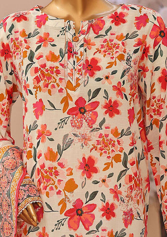 Zouk | Digital Printed Embroidered Slub Lawn 3 Piece Unstitched Suit D-4