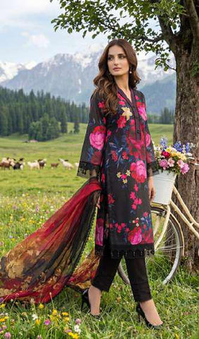 Colors by AlZohaib | Digital Printed 3 Piece Unstitched Lawn Suit D-1