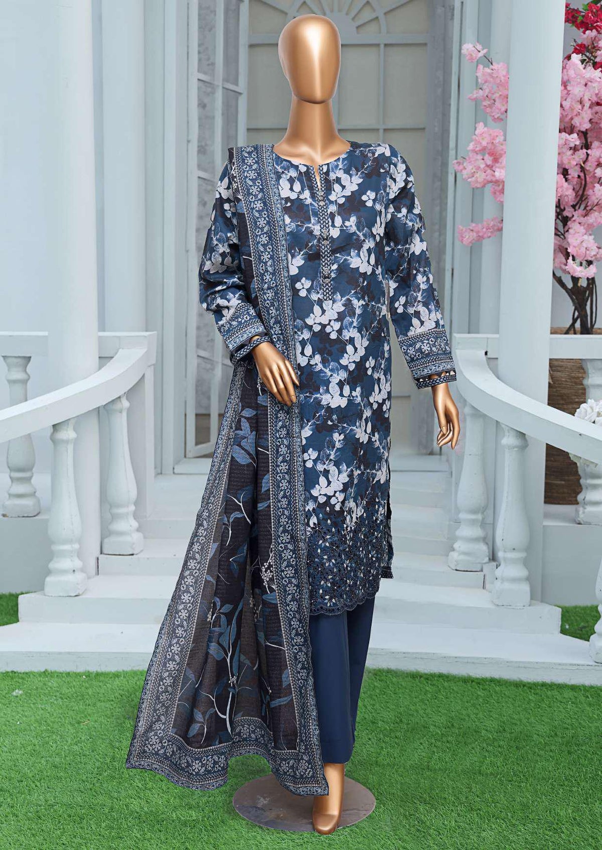 Asasa Digital Printed Emb Lawn Un Stitched 3 Pcs  HZ-2